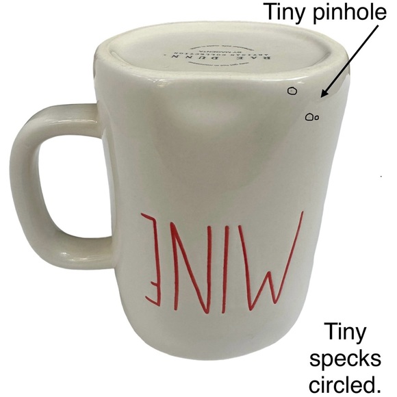 Rae Dunn MINE YOURS Mug Set White Red Large Letters Dimples NWT NIB OG 2017 - Picture 6 of 17